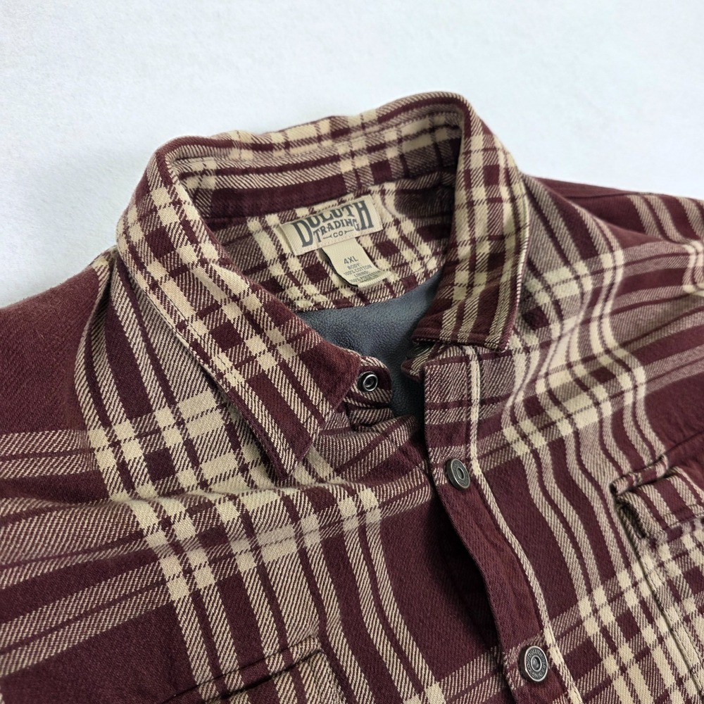 Duluth Trading Co 4XL Lined Flannel Jacket‎ Plaid Button Front